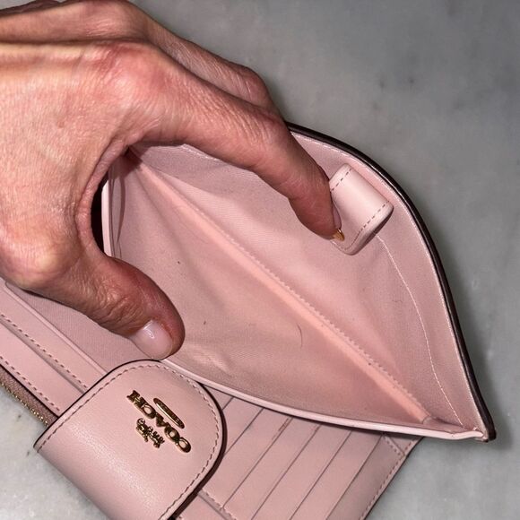 Coach Wallet Wristlet Floral Wildflower Saffiano Leather Phone Case Clutch Pink - Picture 14 of 16